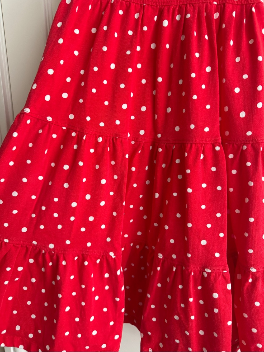 Hanna Andersson Red White Polka Dot Tiered Cotton Dress Girls Size 8 EUC 130 - Picture 3 of 6